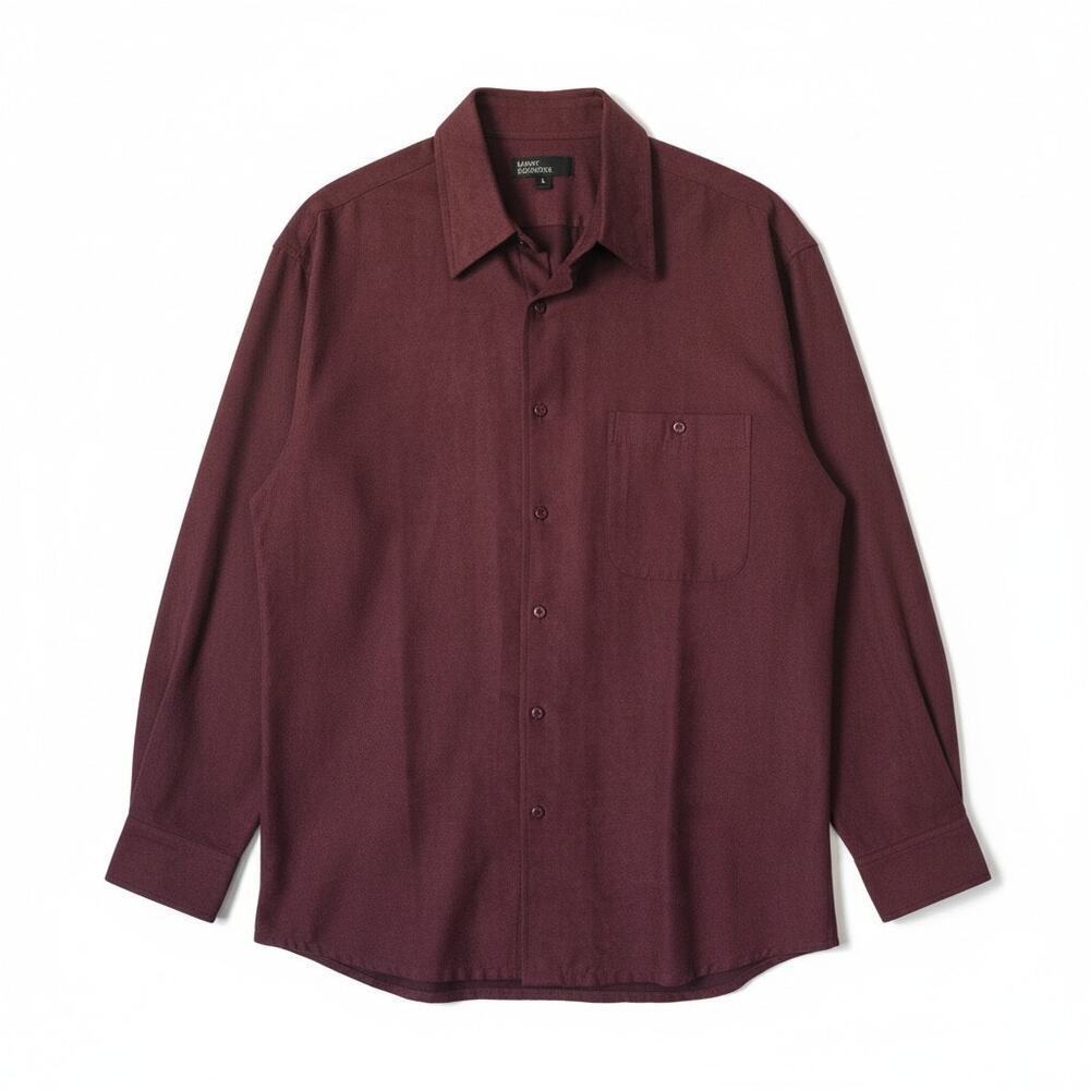 Mark Edwards Men’s Large Faux Suede Button Down Shirt Maroon Soft